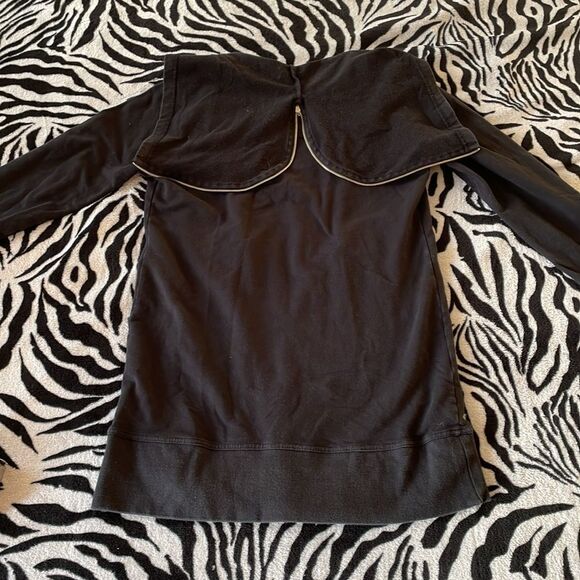 BCBG rhinestone bedazzled jeweled black long sleeve sweater hoodie dress Y2K - Picture 4 of 13